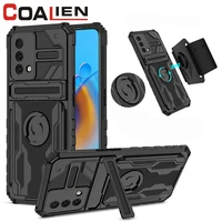 coalien shockproof armor phone case for oppo f9 luxury wristband kickstand bracket protective cover for oppo f19 back caso