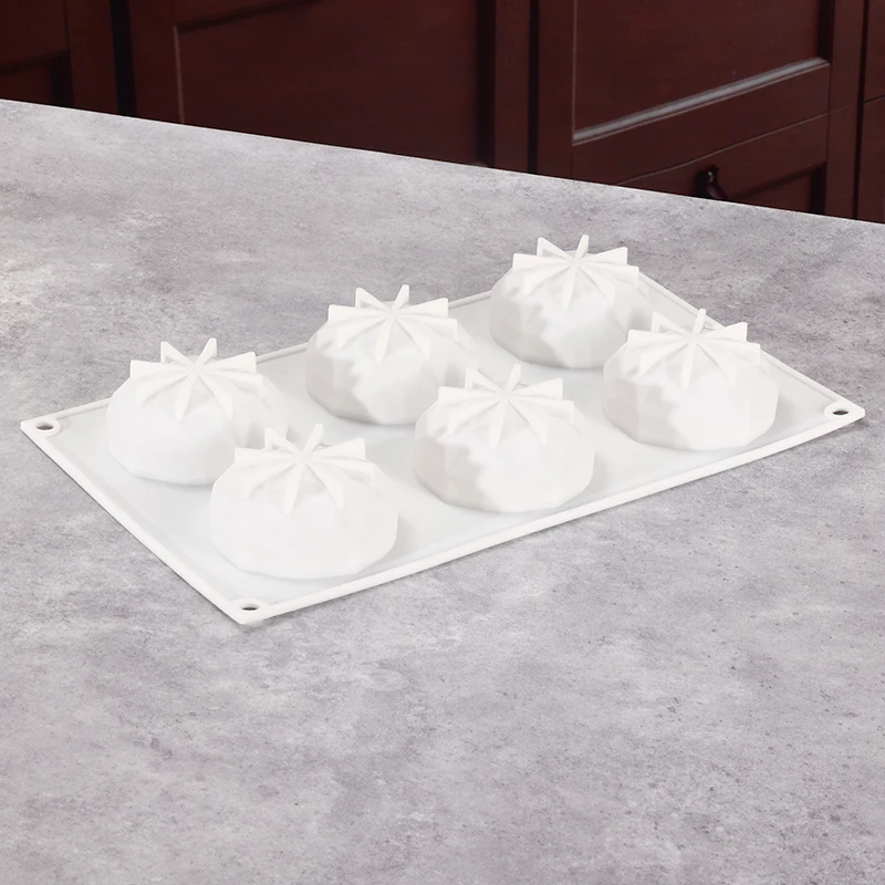 

6 Holes Diamond Shape Mousse Cake Silicone Baking Mold Reusable Bread Pastry Muffin Bakeware Soap Candle Making Tool Decoration