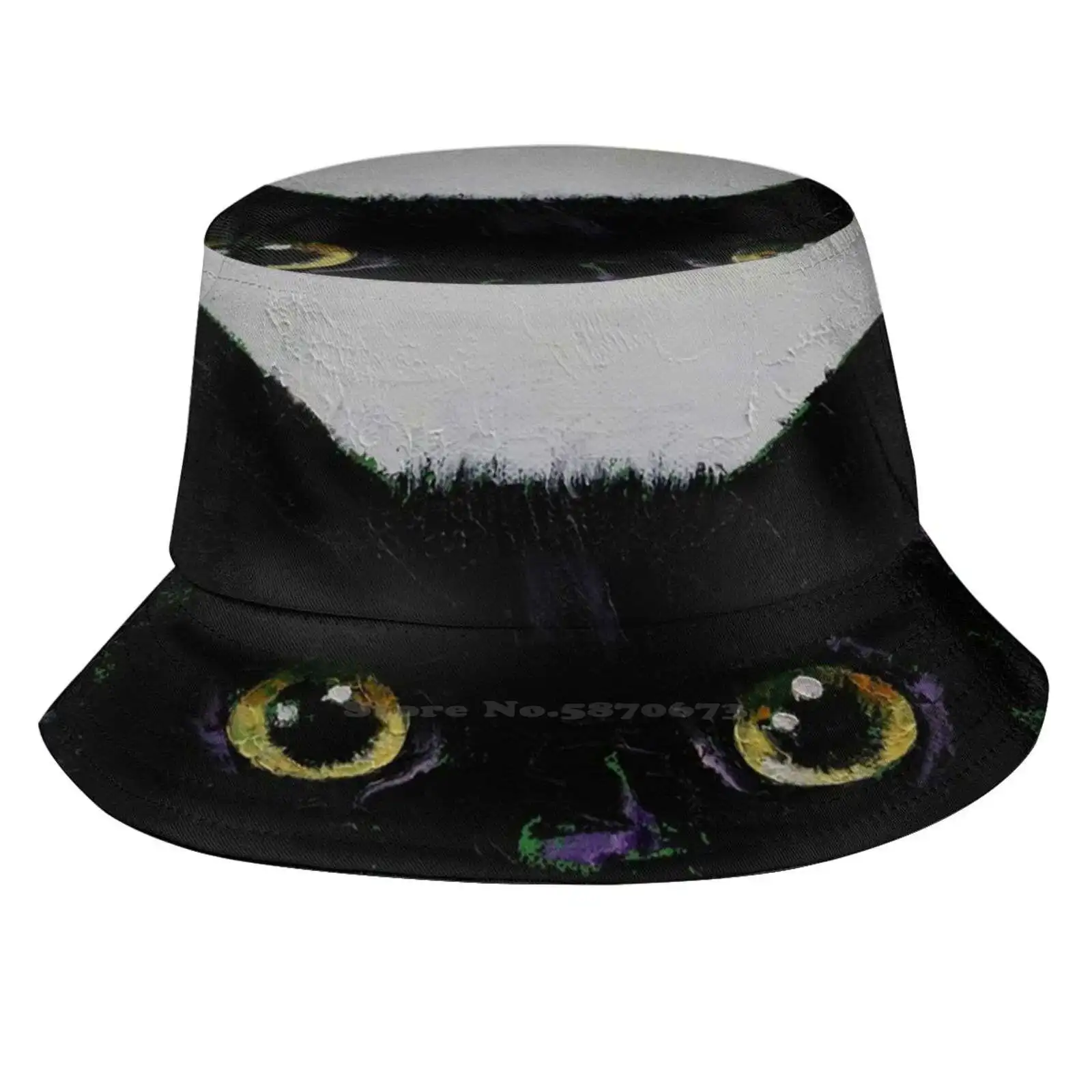 

Модные дышащие Панамы унисекс с черной кошкой для женщин и мужчин, шляпы с абстрактным изображением черной кошки на Хэллоуин, черные, черные...