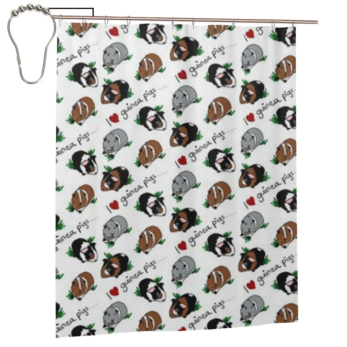 

Guinea Pigs Shower Curtain for Bathroon Personalized Funny Bath Curtain Set with Iron Hooks Home Decor Gift 60x72in