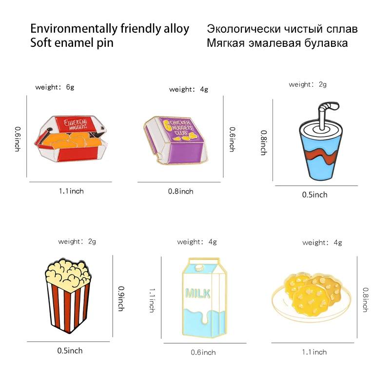 Эмалированные булавки для фаст-фуда милые куриные Nuggets Бисквитное печенье