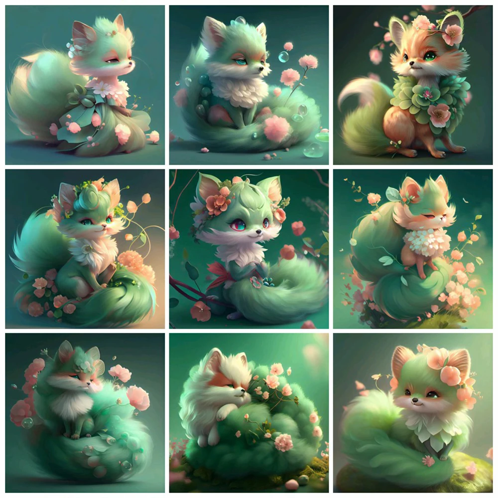 

AZQSD 5D алмазная вышивка лис картина из страз алмазная мозаика животные вышивка крестом DIY живопись цветы декор для дома