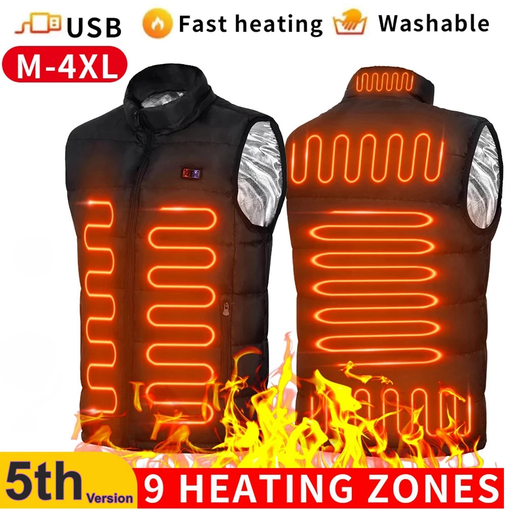 

Куртка с подогревом, мужской жилет с электроподогревом и USB, умная теплая одежда, Зимний боди-жилет, мужской жилет для улицы, спортивной женс...