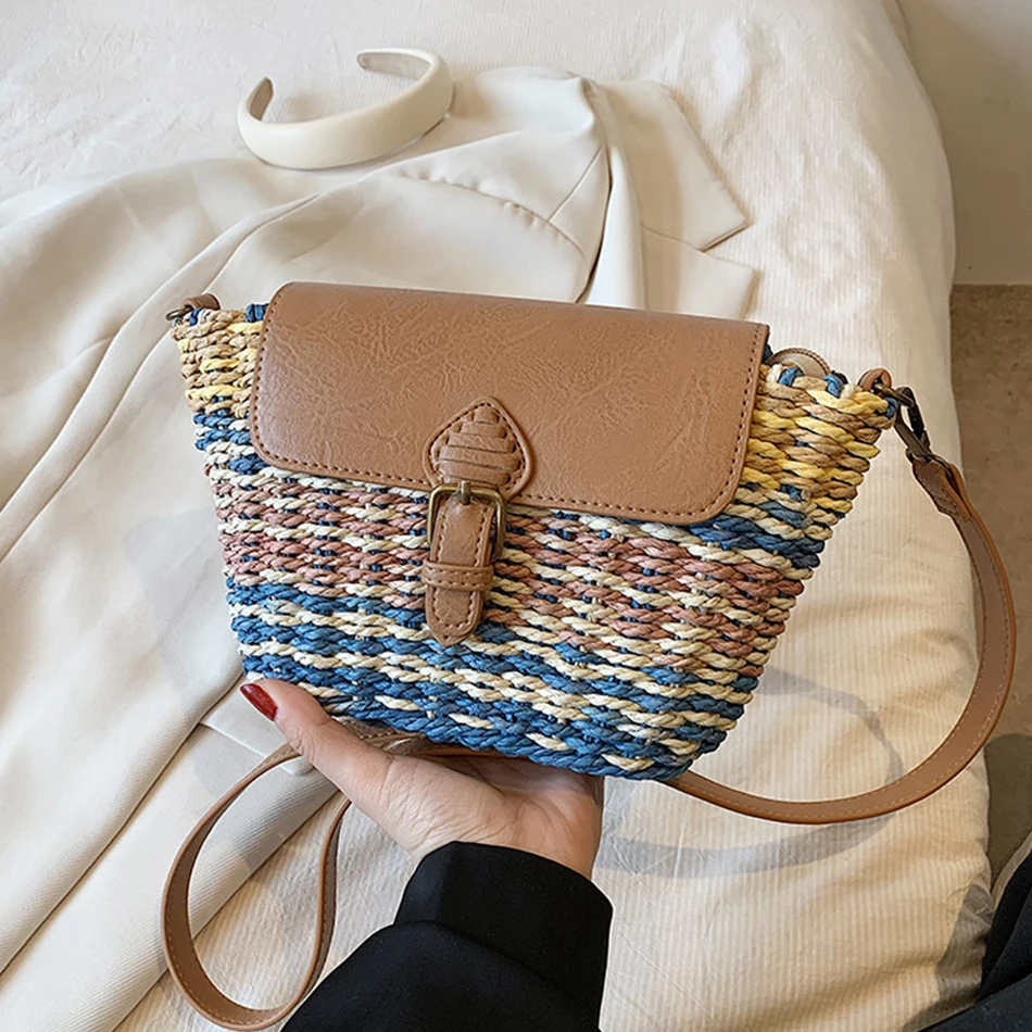 

Small Basket Shoulder Bags for Women Designer Brand Summer Crossbody Bag Fashion Straw Female Handbags Trend Travel Beach Bags