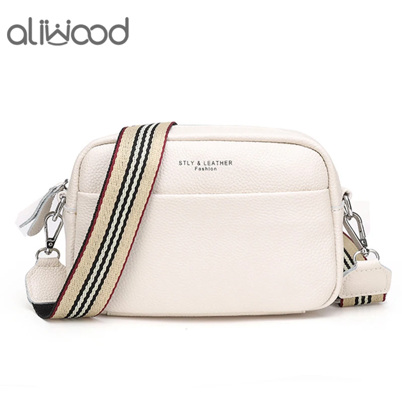 

aliwood Brand Genuine Leather Women Bag Flap Females Crossbody Bags Casual Ladies Shoulder Bags Designer Handbags High Guality