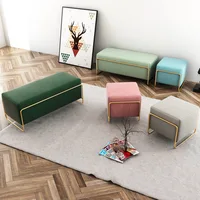 Modern Living Room Small Sofa Stools Nordic Shoe Changing Stools Custom Flannel Home Bedroom Furniture Leisure Footstool