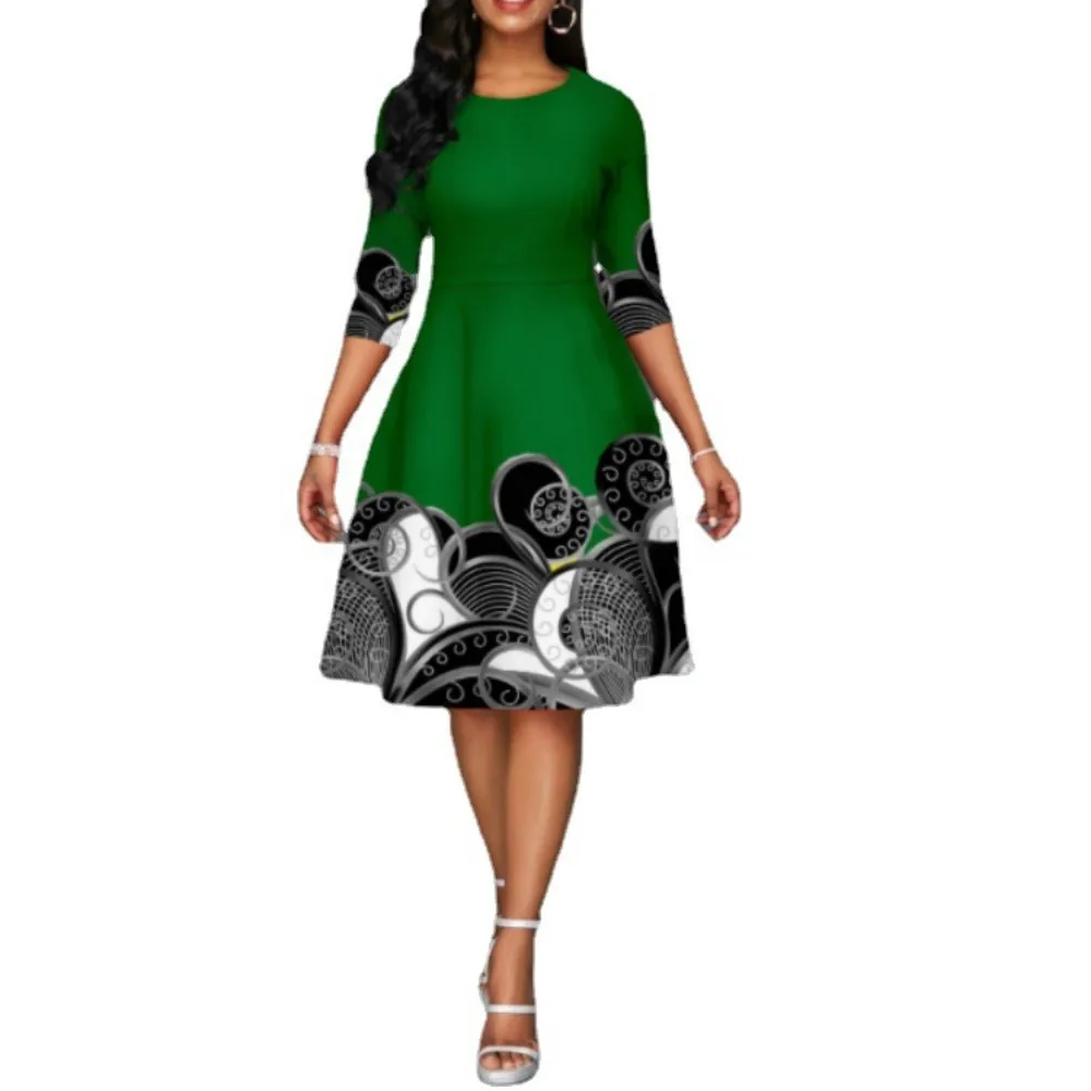 Женское платье-миди с длинным рукавом