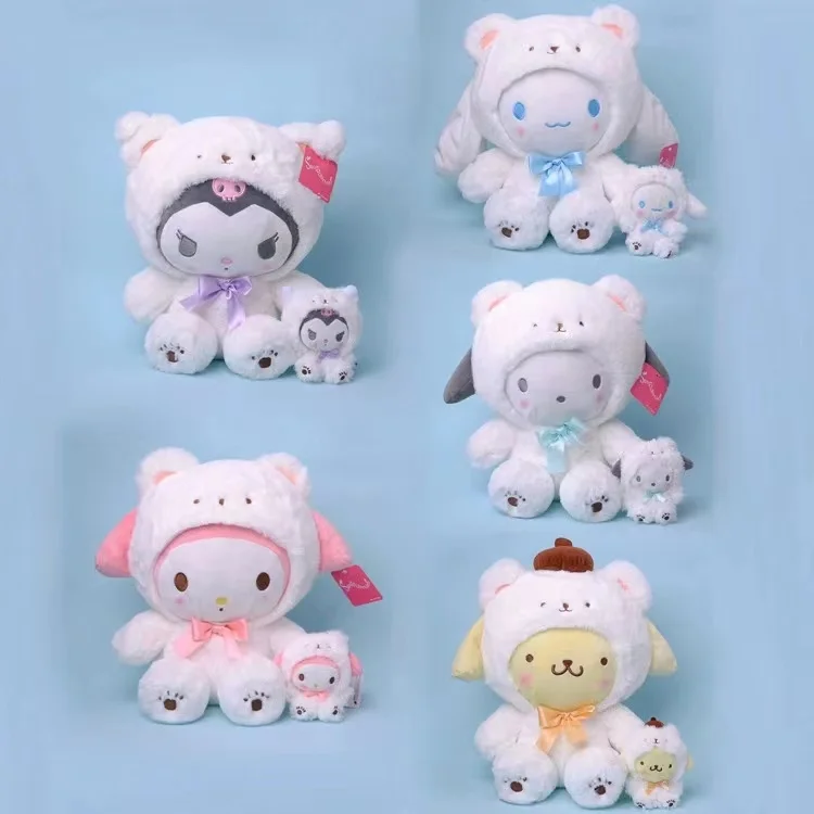 

Sanrio Polar Bear Series Kawaii My Melody Kuromi Cinnamoroll Pompurin Pachacco Plush Toy Anime Stuffed Animals Cute Plushie Doll