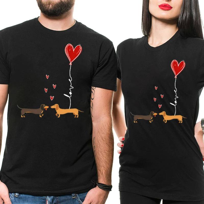 

Summer Funny Dog Couples T Shirts for Men and Women Lover T Shirt Cotton Couple Tee Valentine Shirts Casual Street Style