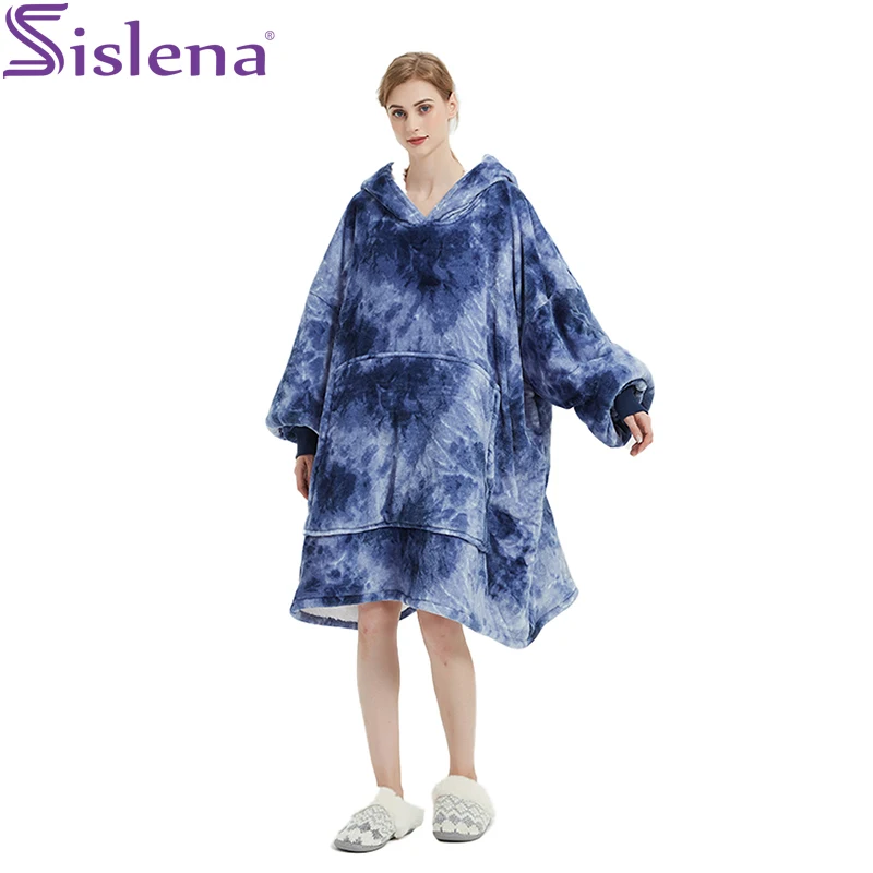 

Luxury Double Weighted Blanket Oversized Hoodie Blankets with Sleeves Winter Soft Warm Fleece Giant TV Blanket Sweatshirt Women
