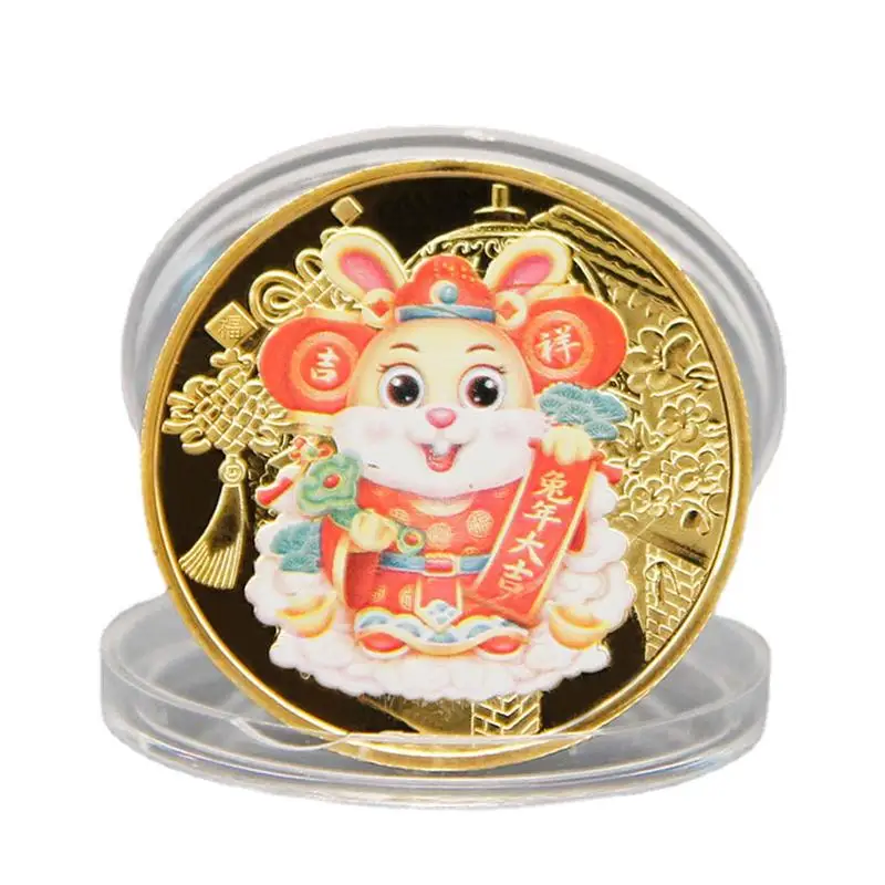 

Rabbit New Year Coin Lunar New Year Commemorative Coin Holiday Supply Bunny Lucky Coin For The Spring Festival Lunar New Year
