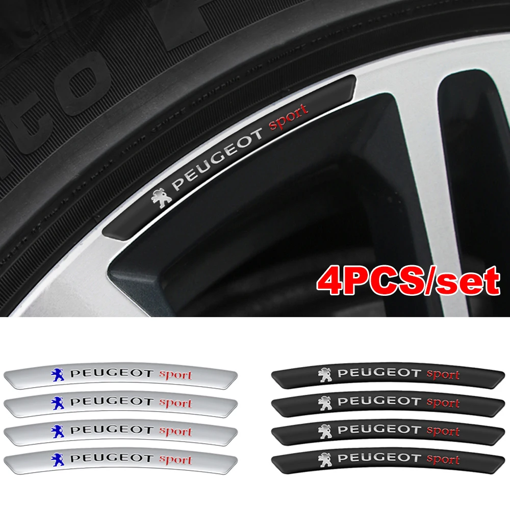 

4pcs Car Wheel Hub Sticker Decals Rim Stripe Auto Decoration For Peugeot 206 307 406 407 207 208 308 508 2008 3008 4008 6008 301