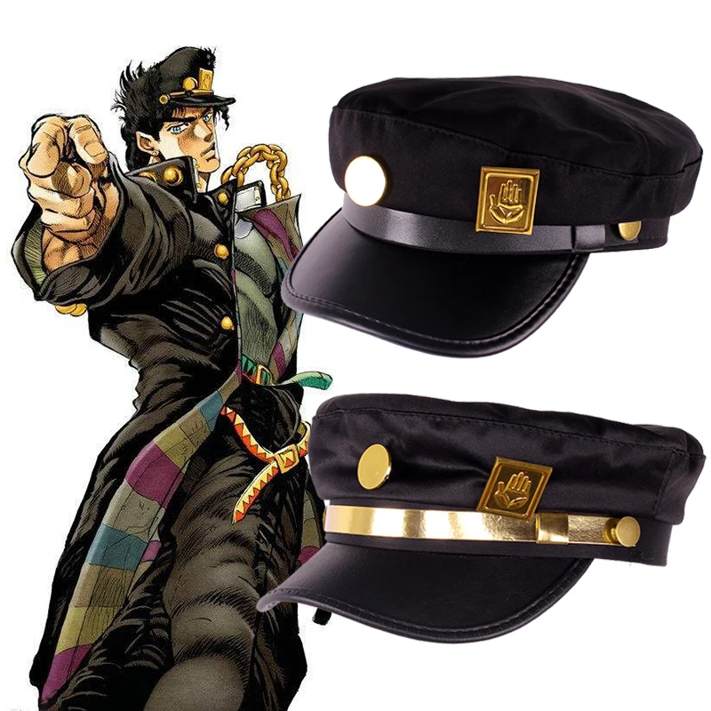 

Anime JoJo's Bizarre Adventure Cosplay Cap Jotaro Kujo Joseph Hat Army Military JOJO Caps Hats Badges Animation Around Props