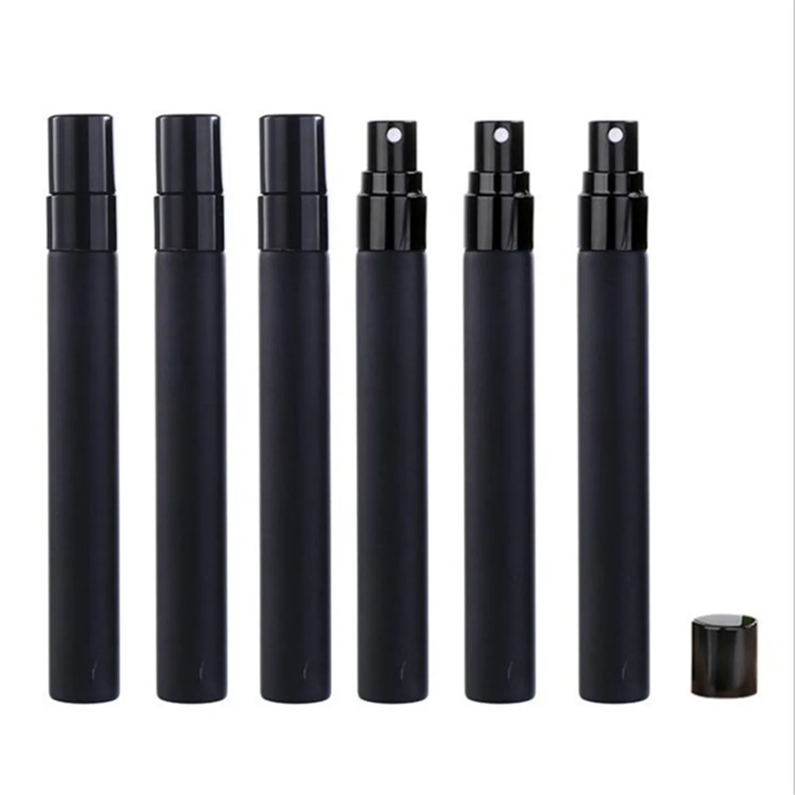 Glass Mist Sprayer Travel 10ml Luxury Portable Glass Perfume Mini Bottle Small Pocket Matte Black Color Atomizer