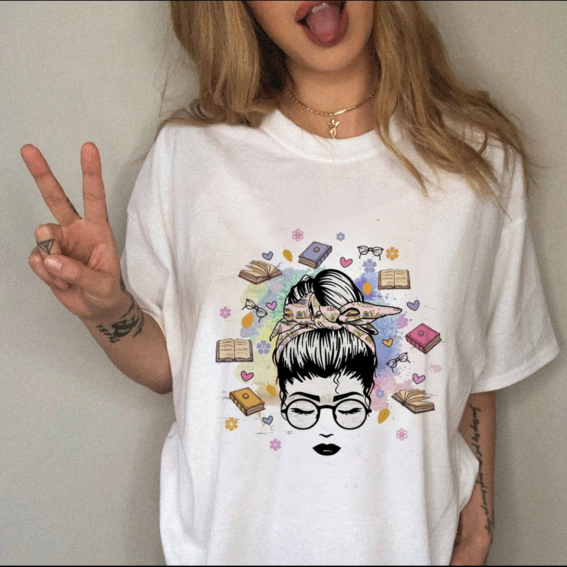 

Tee Casual Books Happy Mom Mama Autumn Clothes Women Clothing Print Tshirt Female Top Short Sleeve Fashion Graphic T-shirt