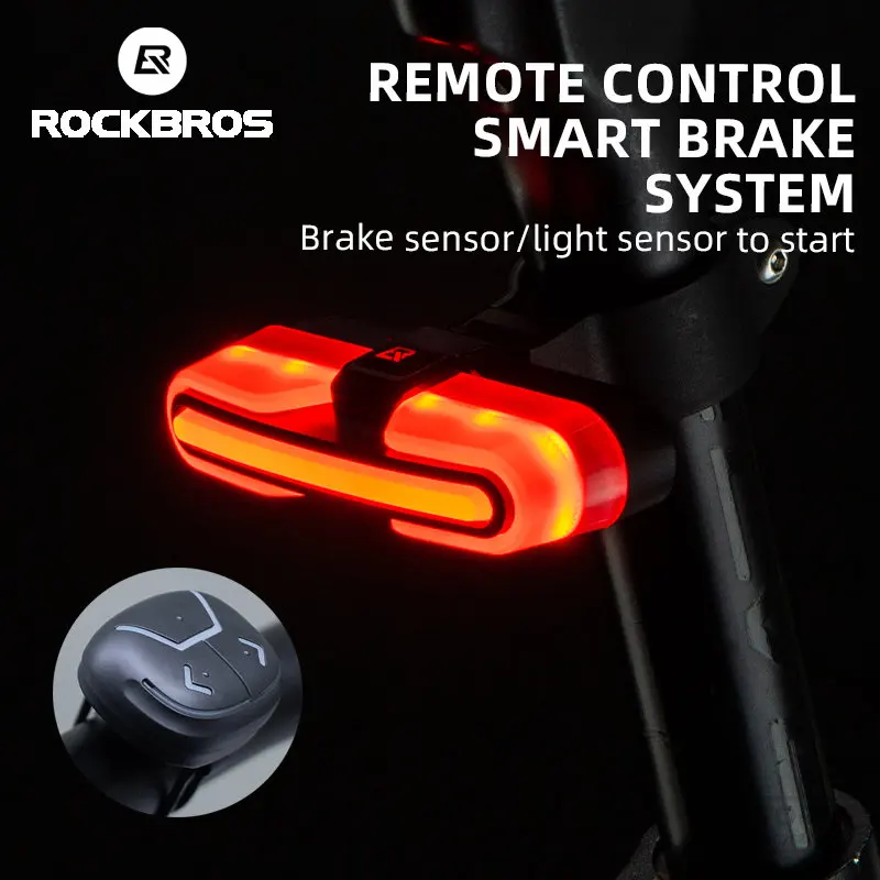 

Велосипедный задний фонарь ROCKBROS, умный задний фонарь с зарядкой типа C, IPX6, стоп-сигнал, предупреждающие Аксессуары для велосипеда