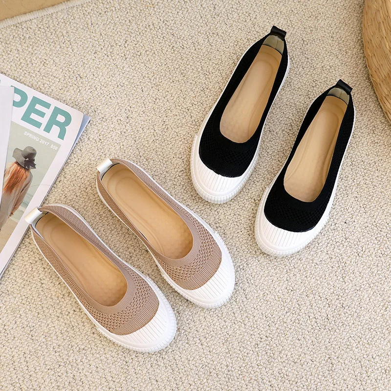 

2022 Summer Simple Fashionable Breathable Hiking Thick Sole Net Flatform Flatform Sports Shoes New Knitted Glove Shoes of Women