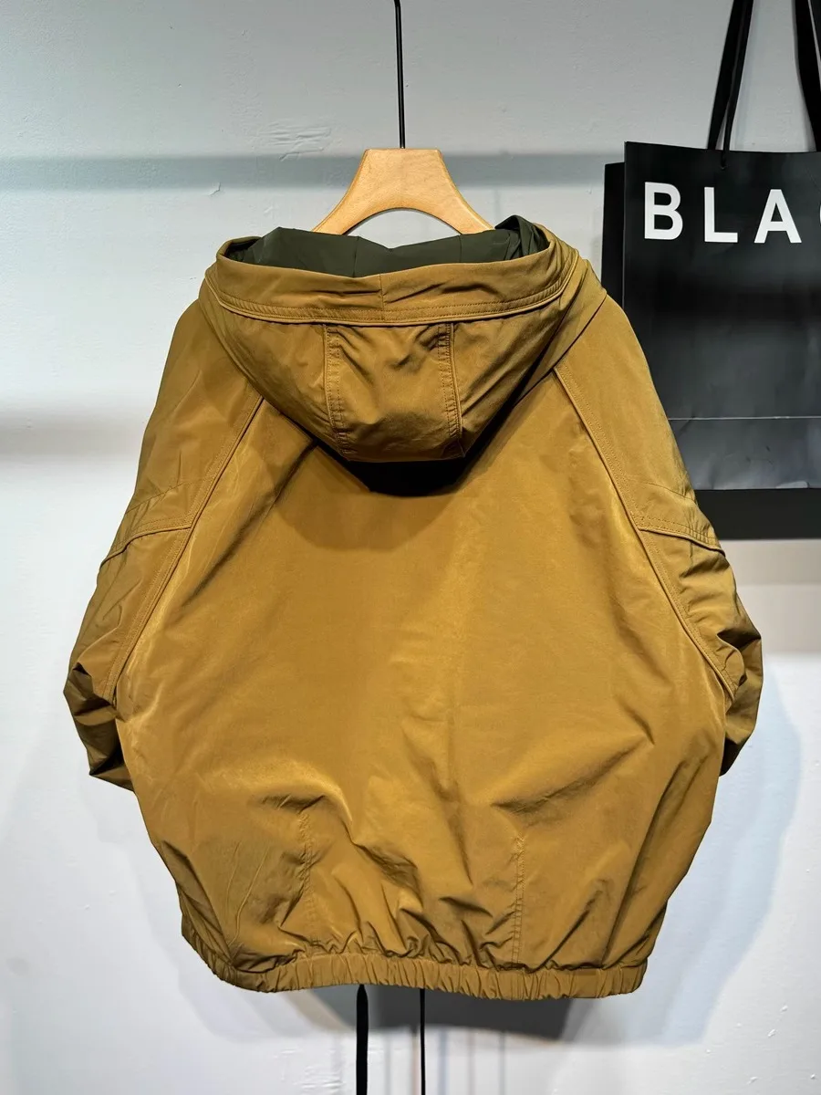 Американский новый свободный однотонный пуховик-карго с большим карманом на