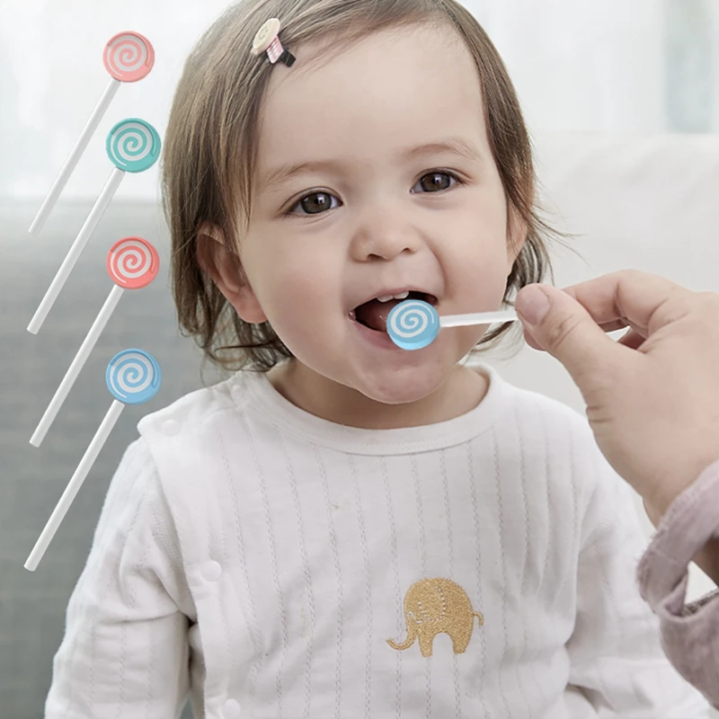 

Скребок для языка в форме леденца для младенцев, щетка для снятия инструмент для гигиены полости рта у детей, предметы для ухода за зубами дл...