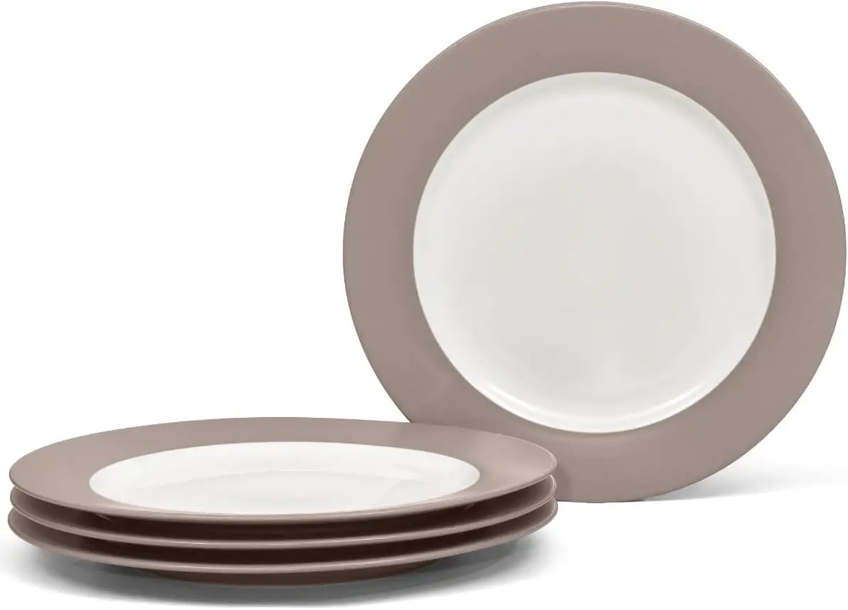 

Clay Dinner Plate, Rim, 11", Set of 4 in Clay/Cream