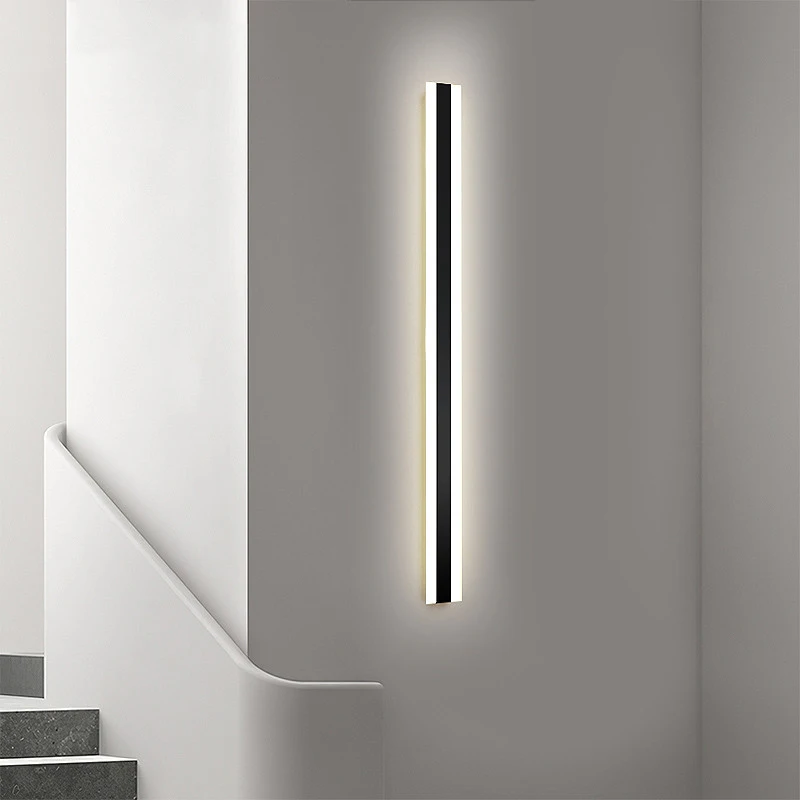 

Modern Long Strip LED Wall Lamp Black Acrylic Wall Lights Living Room Bedroom Bedside Lights Aisle Corridor Hallway Wall Sconces