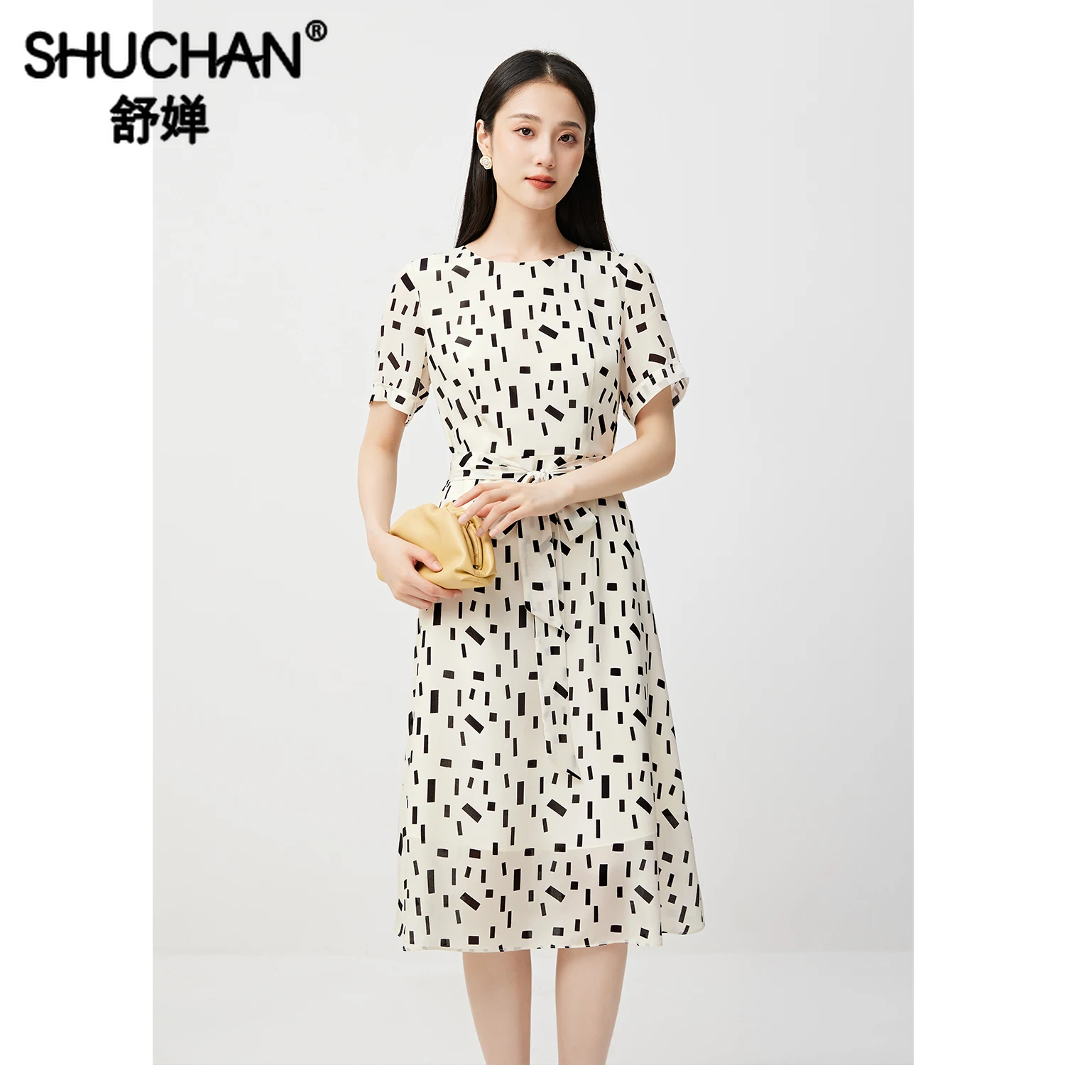 

SHUCHAN Vestidos De Verano Mujer A-LINE Zipper Mid-Calf O-Neck Long Dresses for Women Vestidos Elegantes Para Mujer