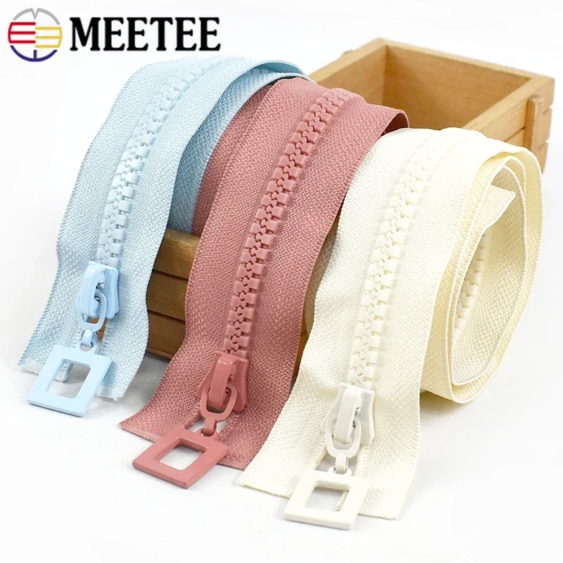 Фото 1 шт. 8 #   Meetee 60-120 см, смоляная молния, открытая молния для куртки, сумки, застежка-молния, одежда, одинарные двойные ползунки, молнии, ремонт шитья №5