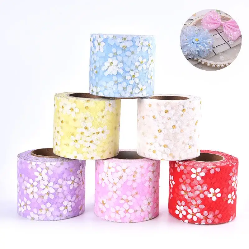 

6 см, 25 ярдов, флорет, тюль, фоторулон, украшение ручной работы «сделай сам», вишневые цветы, печатная сетчатая ткань, декоративные принадлежн...