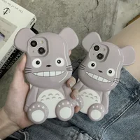 3D Funny Cute Totoro Bear Case For iPhone 11 12 13 Pro Max Mini 7 8 Plus XR X XS MAX Trend Creative Luxury INS Original Cover