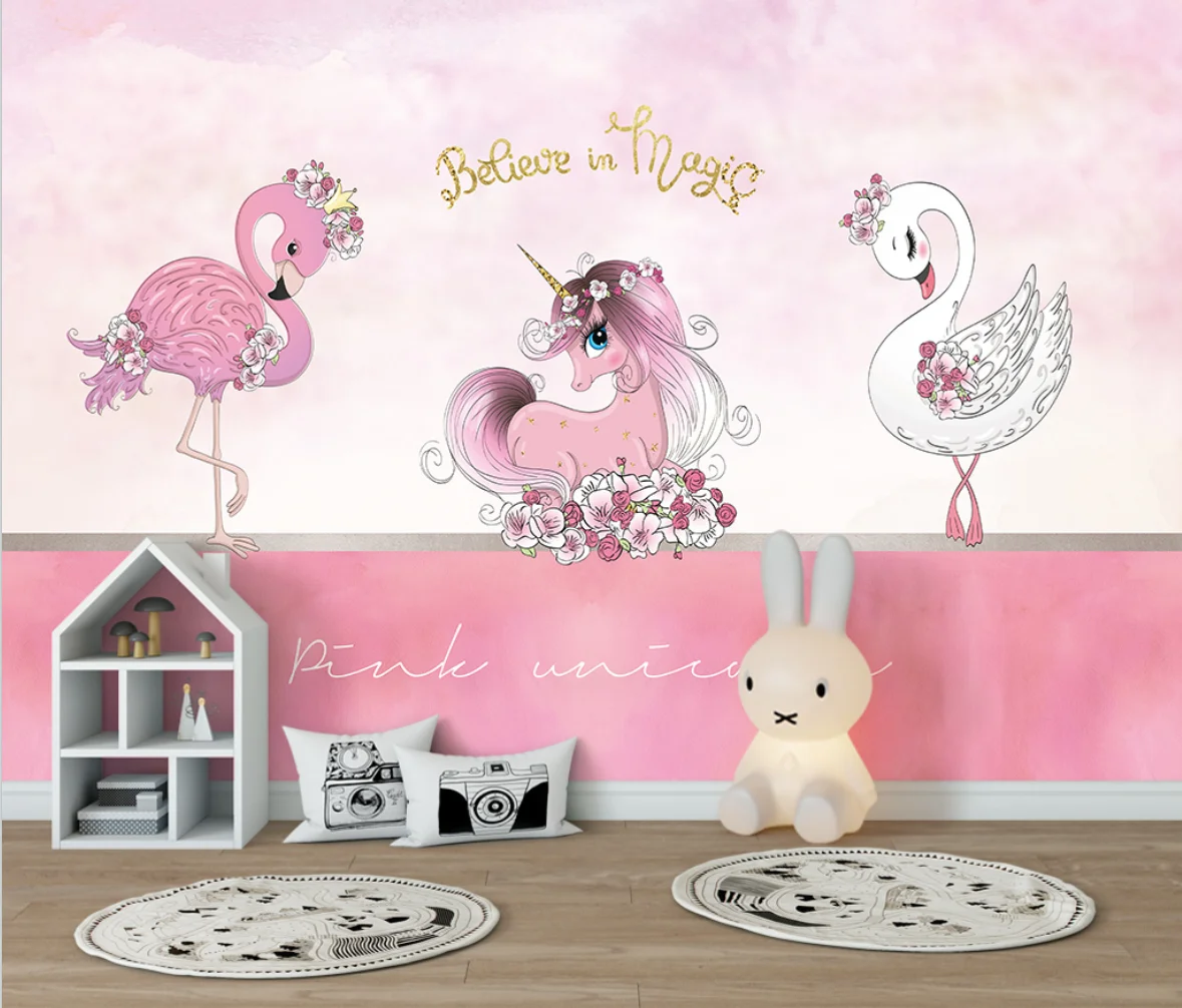 

Обои beibehang с радужным единорогом на заказ, обои для детской комнаты, спальни, дивана, гостиницы, 3D Настенные обои