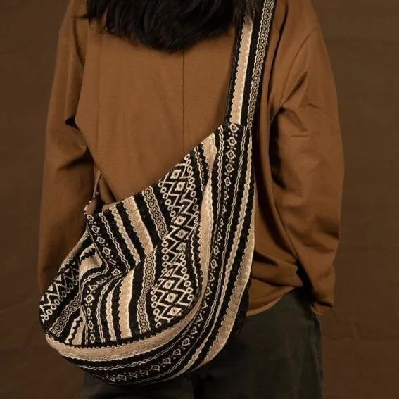 

Сумка почтальона в стиле ретро в полоску, Женский саквояж на одно плечо в этническом стиле, сумочка-мешок, мессенджер