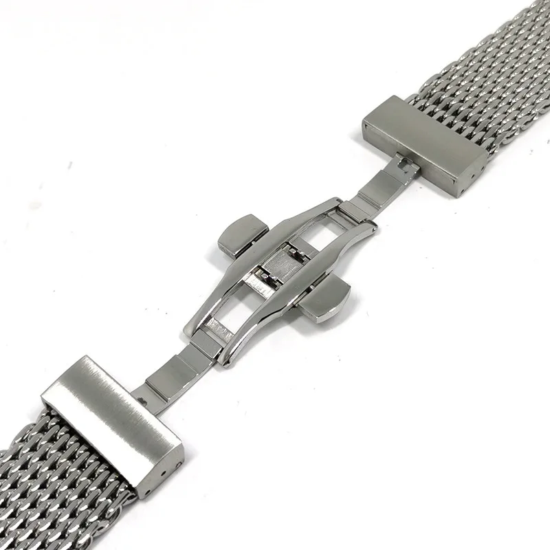 Silver Black18MM 20MM 22MM Stainless Steel Solid 1.2MM Thick Milan Mesh Woven Cool Shark Watch Strap