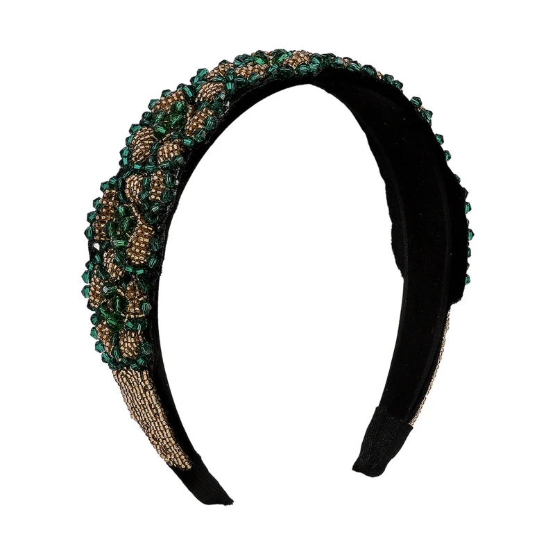 

Baroque Crystal Bead Headbands Beaded Durable Hair Hoops Hairband Sparkle Headbands for Women Bling Headband for Girls DXAA