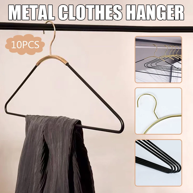 

Black Clothes Hangers Anti-slip Metal Hanger Space Saving Storage Racks Durable Closet Dress Clothes Towel Drying Hanger 10PCS