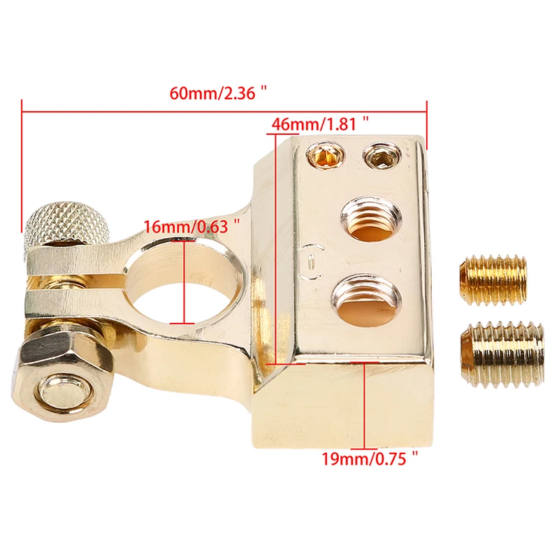POSSBAY Gold Car Battery Terminal Clamps Connectors Positive Negative 0 4 8 Gauge AWG Electric Connector |