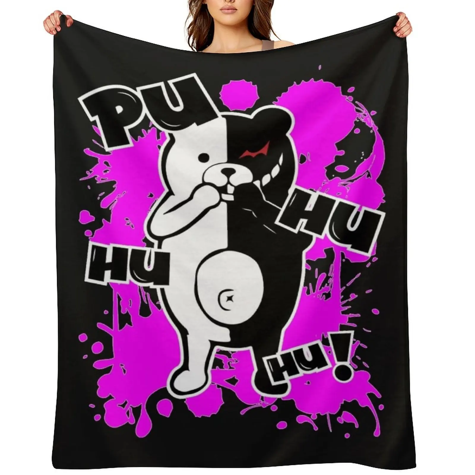 Фото Плед Monokuma Danganronpa - Puhuhuhu, роскошный дизайнерский плед, летний, пушистый, теплый зимний плед №1
