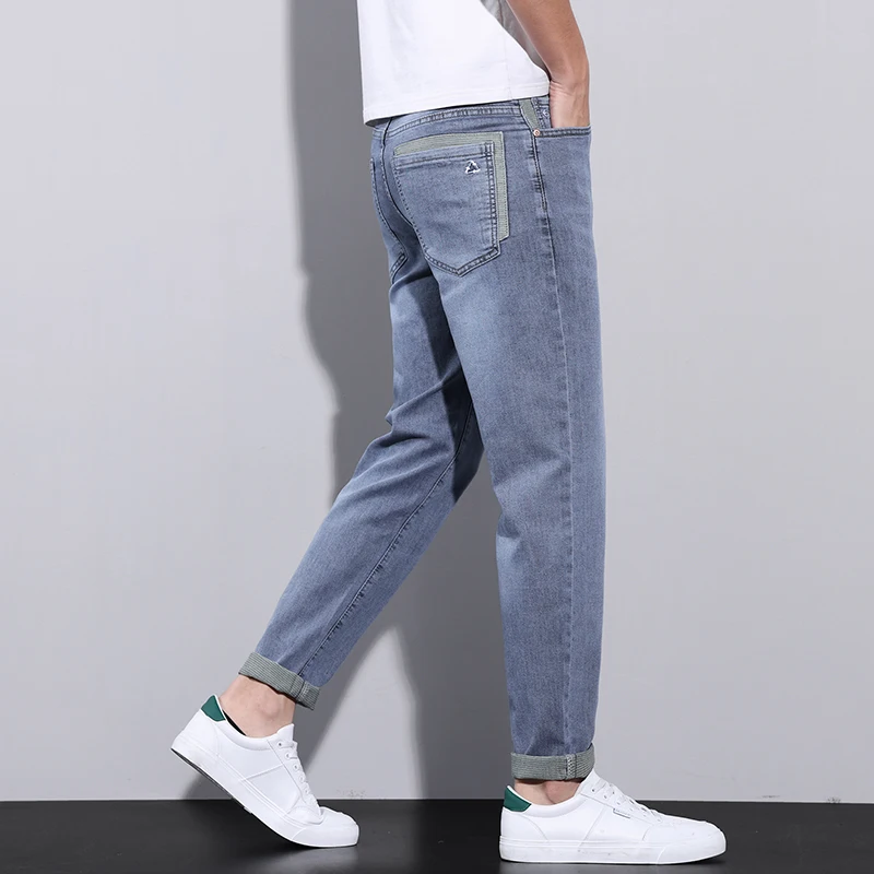 New Men's Jeans in Stock Fashion Micro Stretch Slim Fit Straight Leg Pants Casual Men's Denim Pants