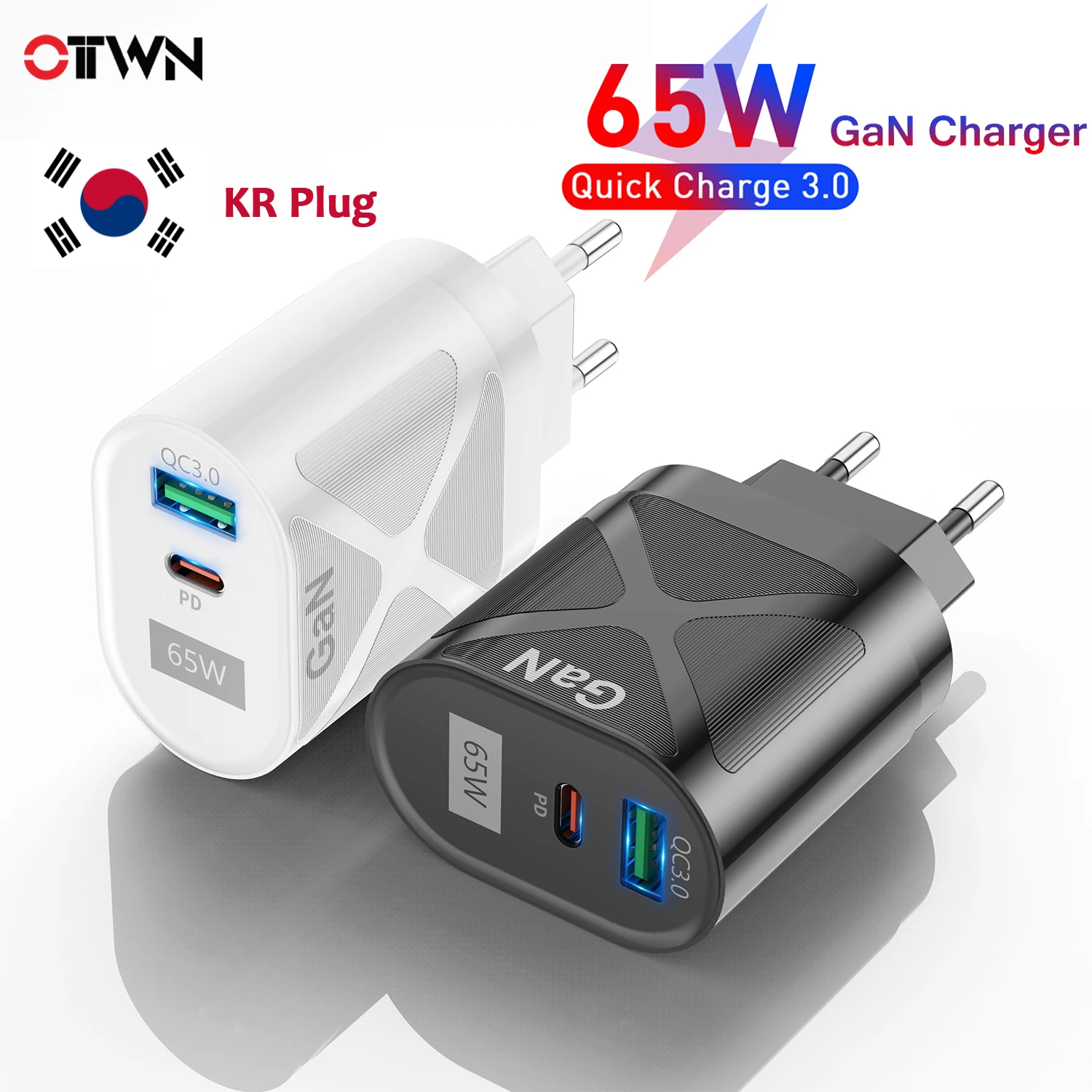 

OTTWN 65W GaN Charger QC 3.0 PD 33W USB Type C Fast Charger for iPad iPhone 13 14 Pro Max Xiaomi 12 Samsung S22 POCO F4 Realme