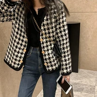 koijizayoi women vintage plaid coat spring autumn office lady fashion coat 2022 ropa mujer dropshipping outwear daily jackets