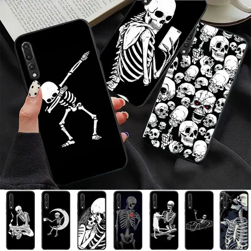 

Funny Skull Skeleton Phone Case For Huawei P 8 9 10 20 30 40 50 Pro Lite Psmart Honor 10 lite 70 Mate 20lite
