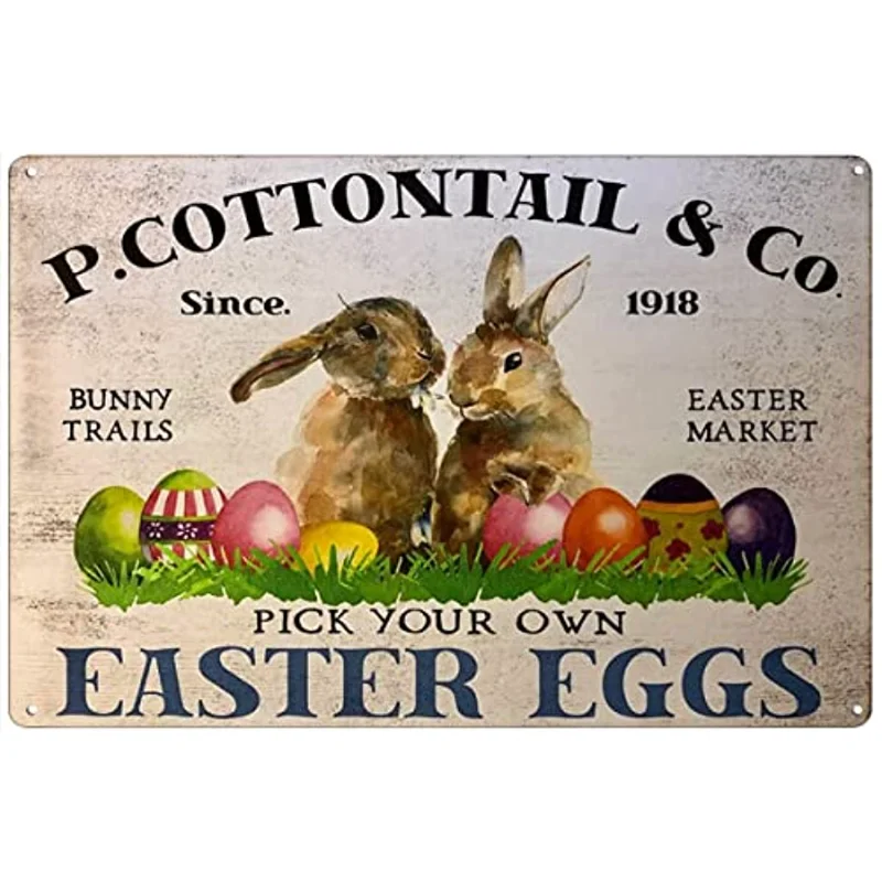 

Retro Metal Tin Sign Easter Bunny Sign Pick Your Own Sign Easter Eggs Sign Easter Door Wreath Home Decoration Art Poster