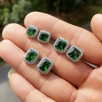 gorgeous green zirconia stud oorbellen voor vrouwen noble wedding party earring fijne verjaardagscadeau lady mode sieraden