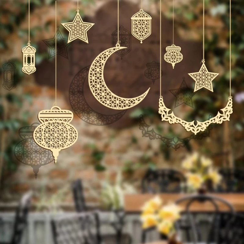 

Коллекция 2022 года, деревянный подвесной кулон Eid Mubarak, украшение Рамадан, подарок Kareem, мусульманский домашний стол, товары для вечерние