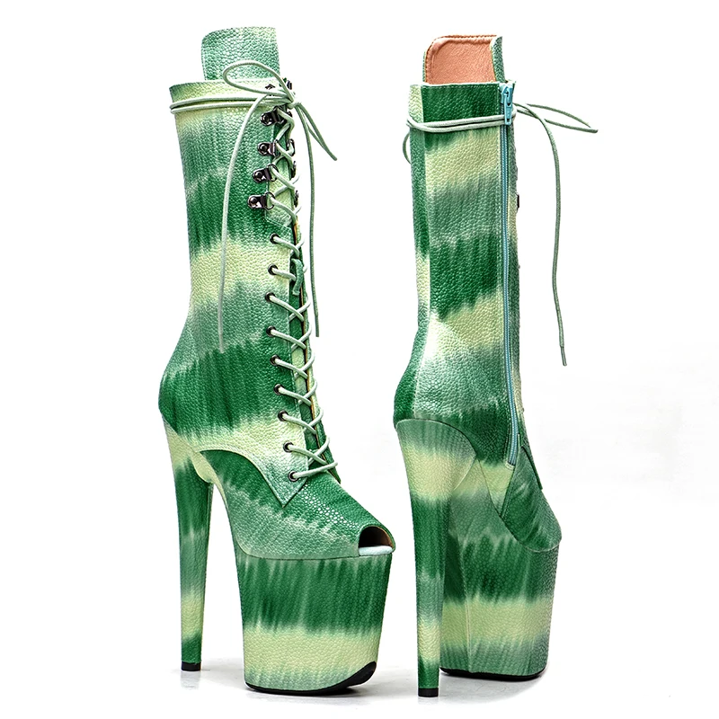 Leecabe 20CM/8Inch PU upper open toe Women's Platform disco party High Heels Shoes Pole Dance boot