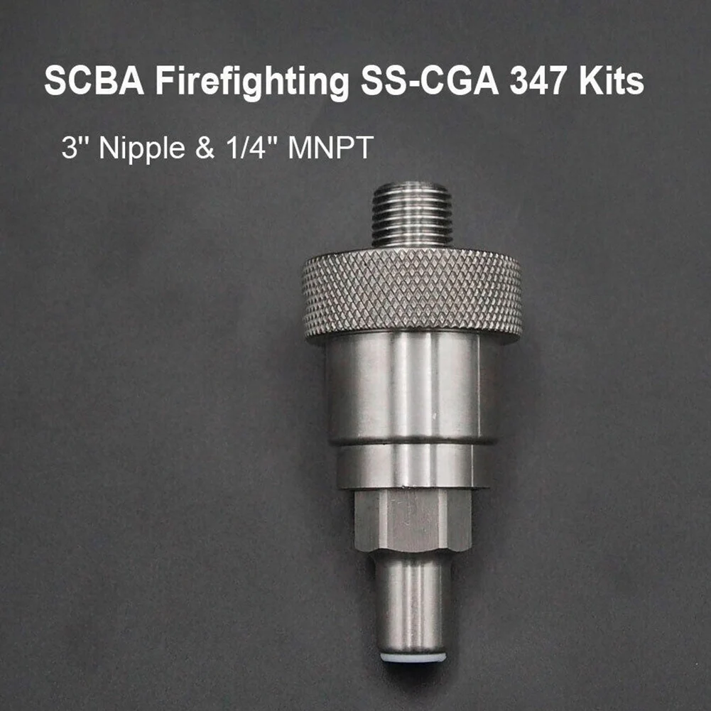 SCBA Firefighting SS-CGA 347 Комплект 1/4 дюйма MNPT Ручная плотная гайка и 3-дюймовый ниппельный