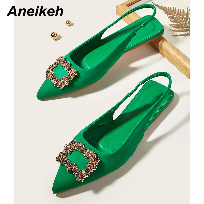 

Классические туфли Aneikeh 2022 с острым носком на плоской подошве без застежек на лодыжке с эластичной резинкой на ремешке туфли-лодочки с украш...