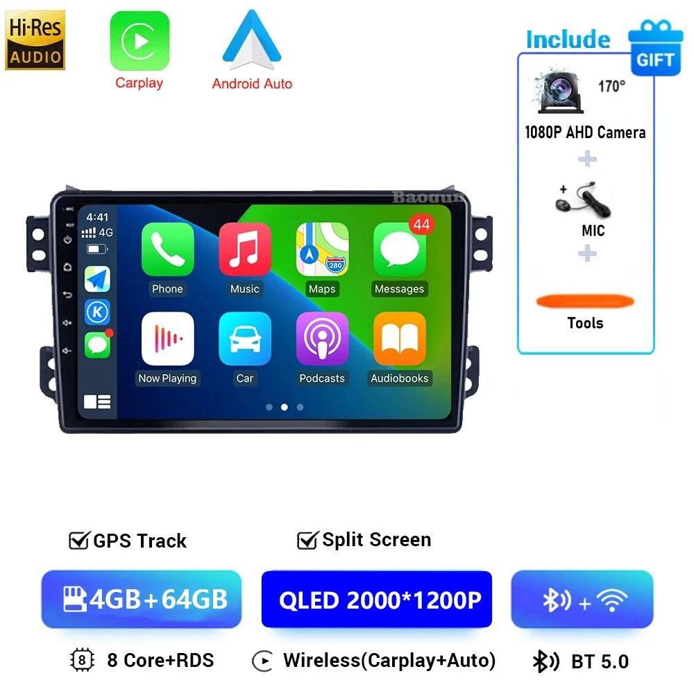 

Android 16 Carplay Auto 2K экран автомобильный радиоприемник BT мультимедийный плеер для SUZUKI Splash Ritz OPEL Agila 2008-2014 авторадио стерео