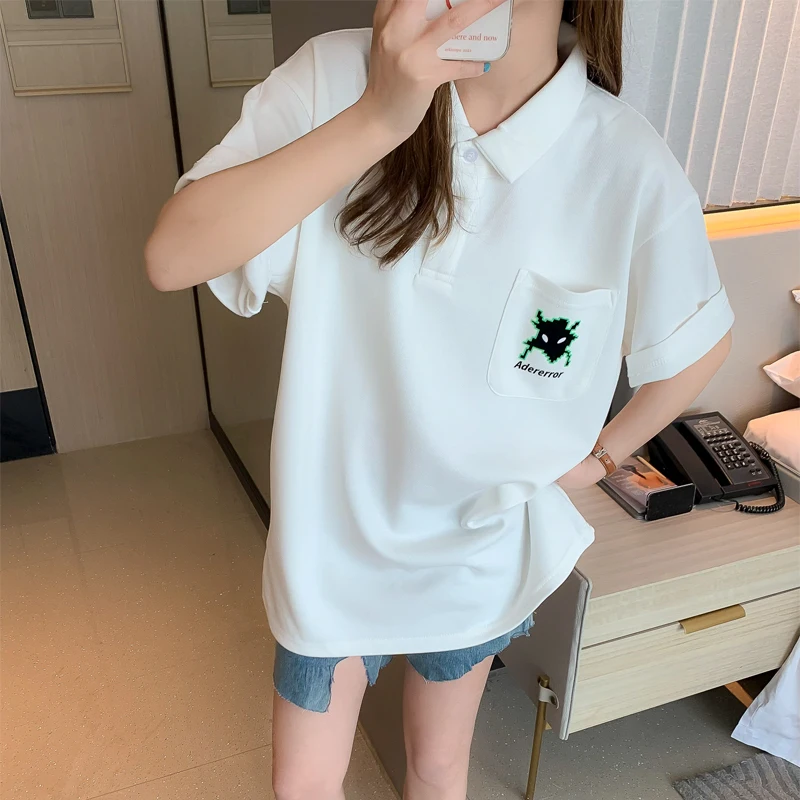 

ADER ERROR short-sleeved spring and summer new loose hundred casual men and women lapel polo shirt top T-shirt