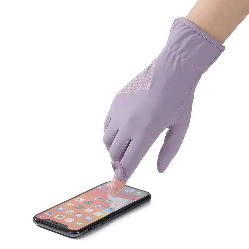 Солнцезащитные перчатки для женщин тонкие ледяные шелковые варежки с длинными