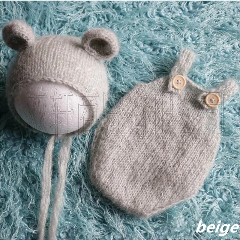 

handmade mohair teddy bear hat + shorts Newborn photography props